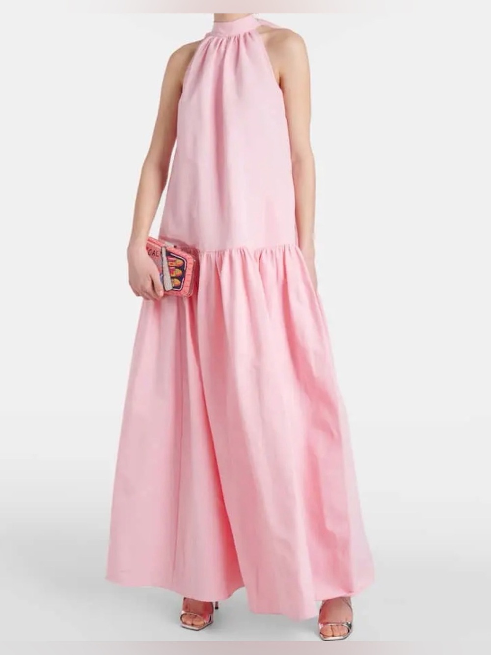 STAUD women’s Pink Halter Maxi Dress